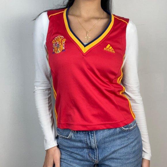 S- Y2k 2004 Woman’s Spain Adidas Football Jersey - Picture 1 of 5
